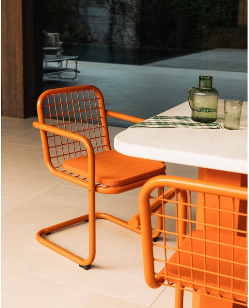 Silla de Exterior con Reposabrazos de Metal Biaritz