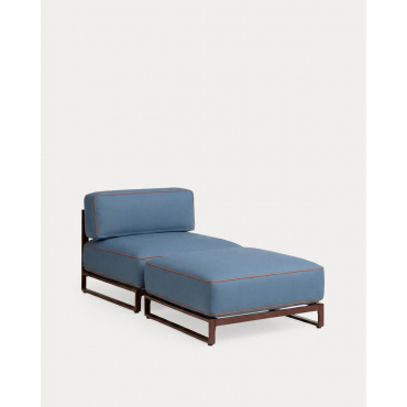 Módulo Central con Módulo Puff de Jardín de Metal y Tela Kristen Azul Silvery - The Masie