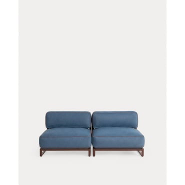 Sofá Modular de Jardín 2 Piezas Módulo Central de Metal y Tela Kristen Azul Silvery - The Masie