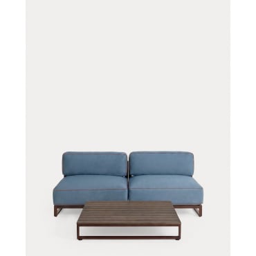Conjunto de Jardín con 2 Módulo Central y Mesa de Centro de Metal y Tela Kristen Azul Silvery - The Masie