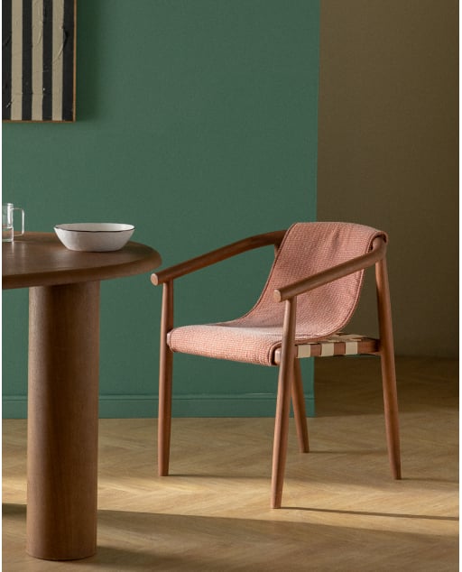 Silla de Comedor de Madera de Eucalipto y Tela Clhoti