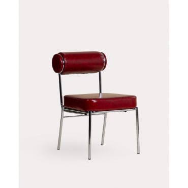 Pack 2 Sillas de Comedor de Polipiel y Metal Elin Rojo Tinto - The Masie