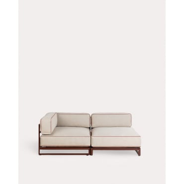 Sofá Modular de Jardín 2 Piezas Módulo Esquinero y Módulo Central de Metal y Tela Kristen Beige Seashell - The Masie