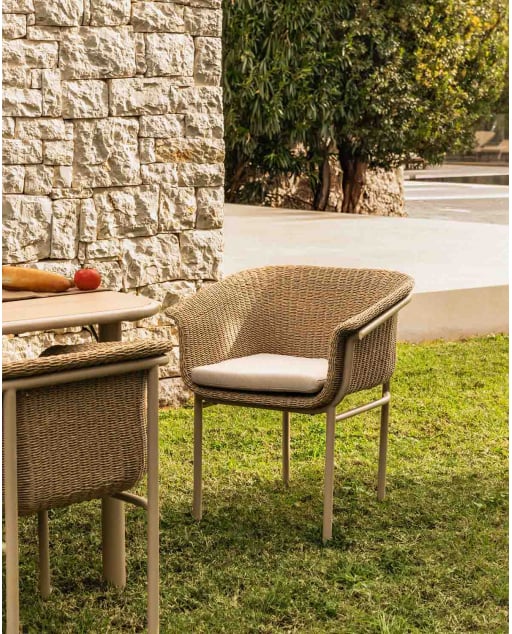 Silla de Exterior de Metal y Mimbre Caitlyn