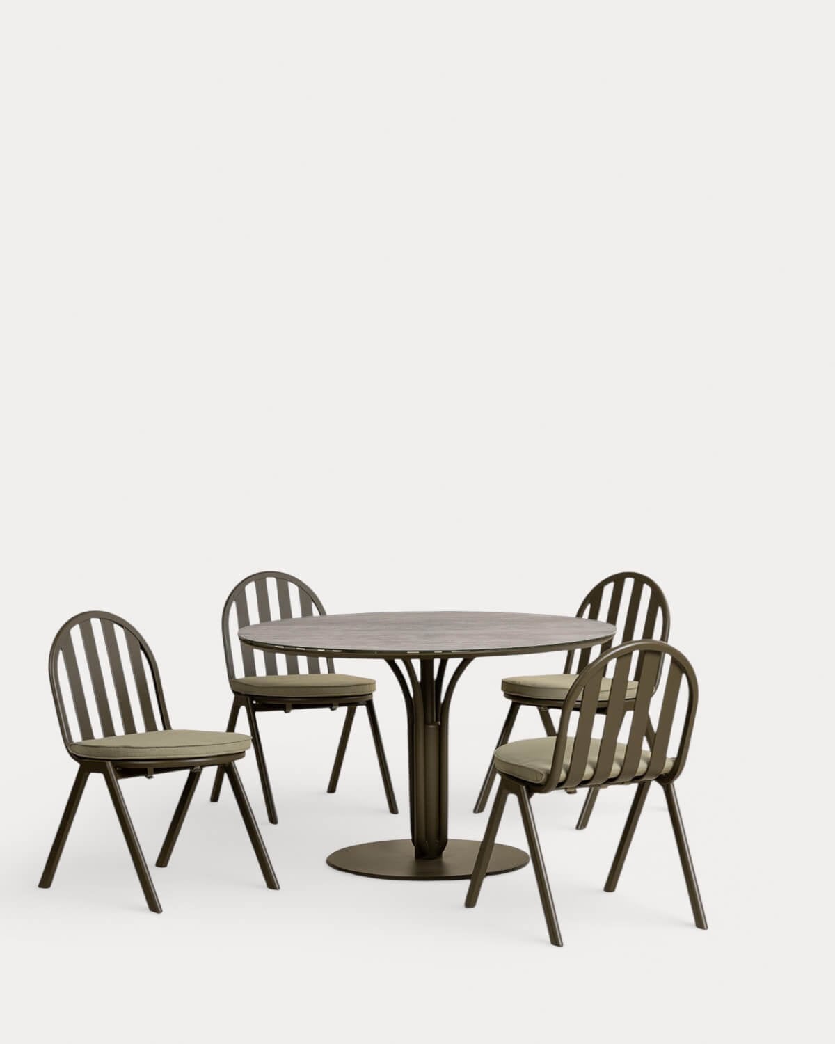 Set de Mesa Redonda (Ø120 cm) y 4 Sillas de Exterior de Metal y Cristal Templado Llibet, imagen de galer&iacute;a 1