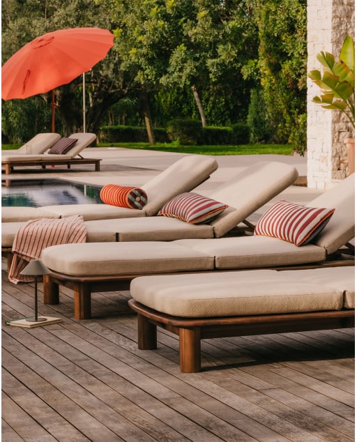 Tumbona Reclinable de Madera de Acacia y Tela Dawson