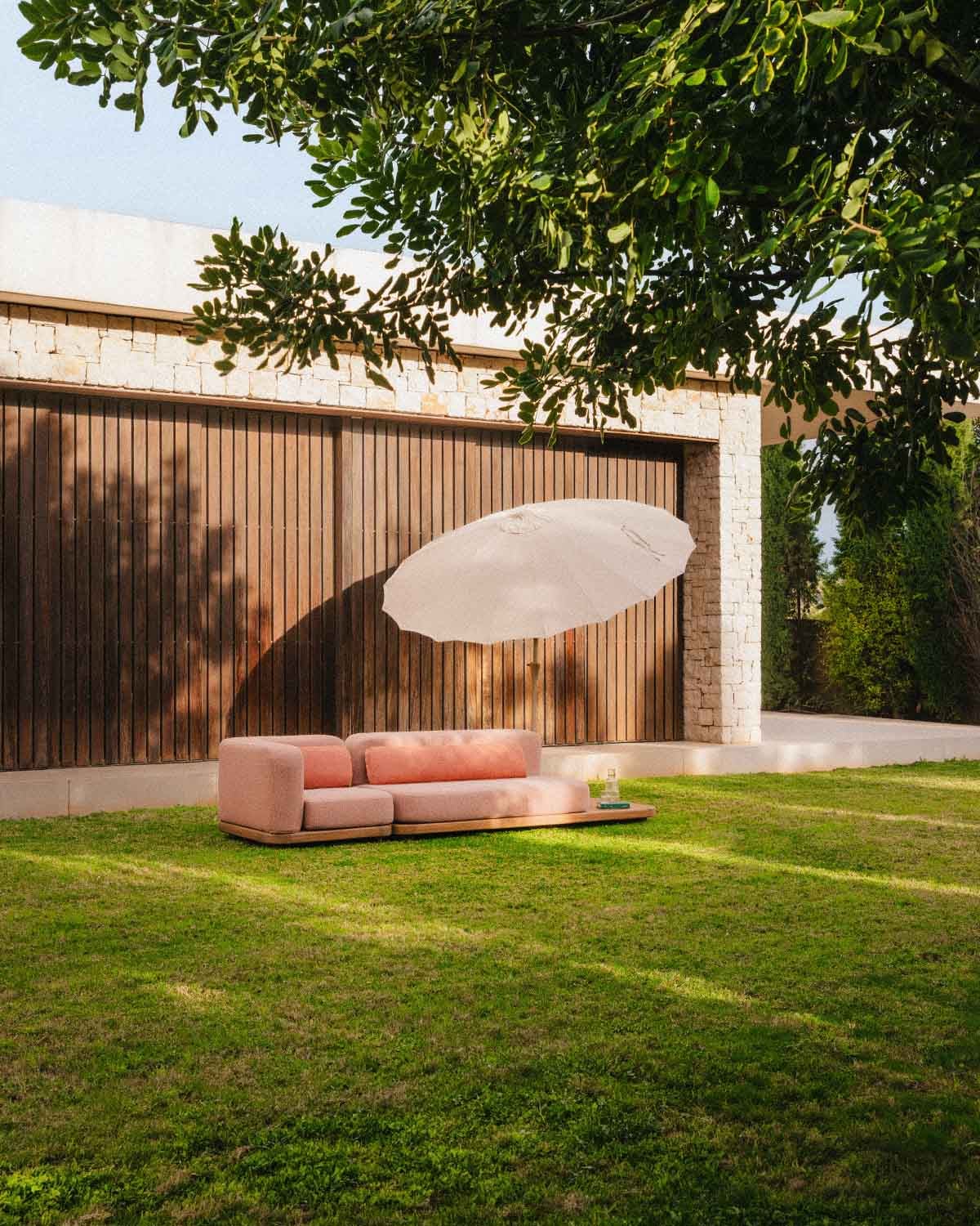 Sofá Modular de Jardín 2 Piezas Módulo Sofá y Módulo Esquinero de Madera de Acacia y Tela Redik, imagen de galer&iacute;a 2