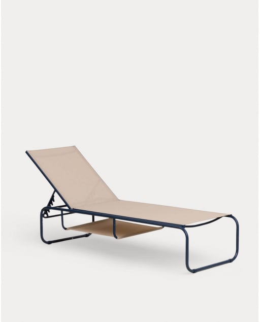 Tumbona Reclinable de Metal y Tela Ohiane - Azul Storm