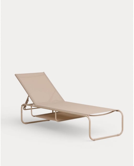 Tumbona Reclinable de Metal y Tela Ohiane - Marrón Clay