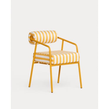 Silla de Exterior de Metal y Tela Mitha Amarillo Mango - The Masie