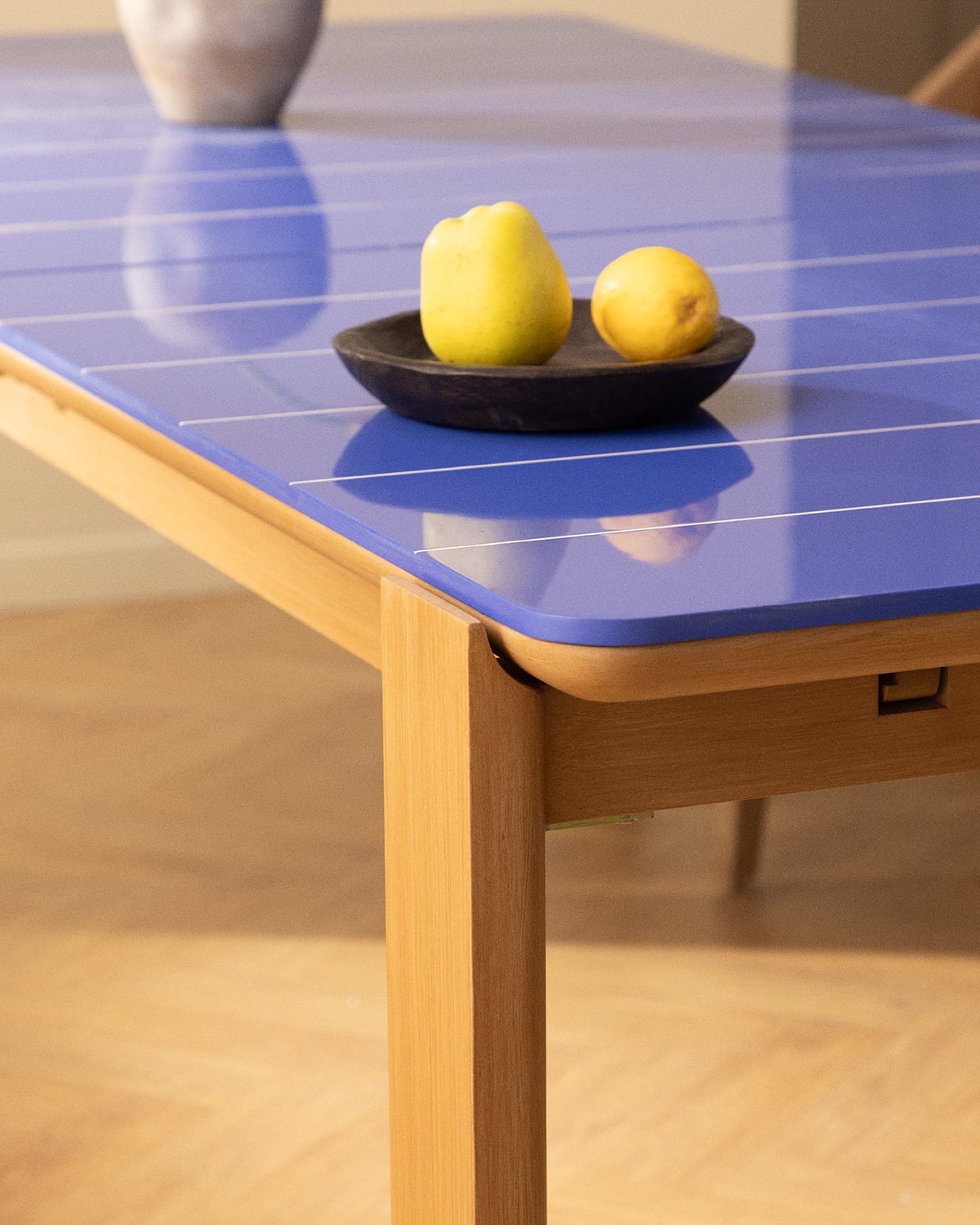 Mesa Extensible Rectangular de Comedor de Cemento Look Azulejos y Madera de Acacia (225-330x100 cm) Ubel, imagen de galer&iacute;a 3