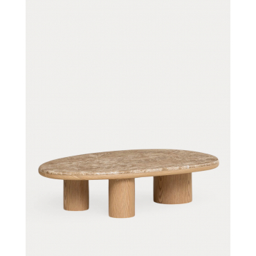 Mesa de Centro de Mármol y Madera (120x80 cm) Thomy Mármol Marrón Clay - The Masie