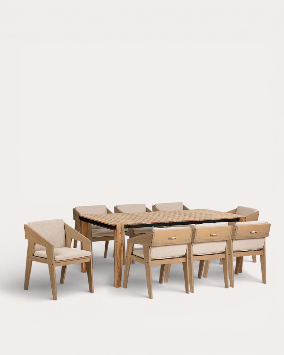 Set de Mesa Rectangular (200x100 cm) Lizzy y 8 Sillas con Reposabrazos de Madera de Acacia Tanon de Exterior, imagen de galer&iacute;a 1