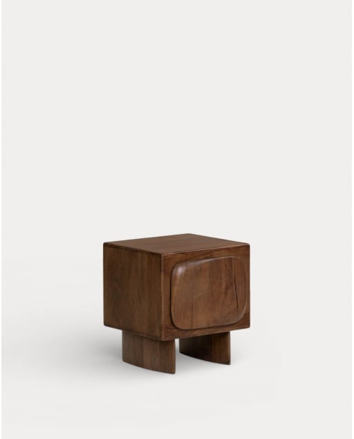 Mesita de Noche con Almacenaje de Madera de Mango (45x41 cm) Orlean