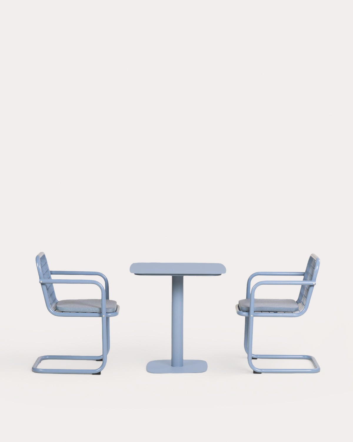 Set de Mesa de Comedor Cuadrada (70x70 cm) Zoilo y 2 Sillas con Reposabrazos de Metal Biaritz, imagen de galer&iacute;a 2