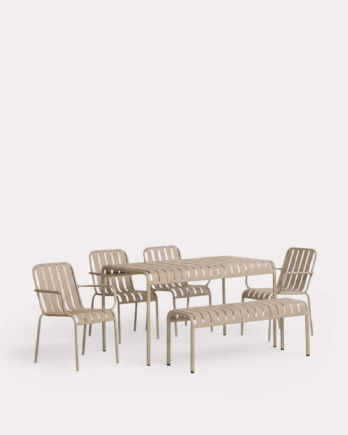 Set de Mesa Rectangular (130x80 cm) con 1 Banco y 4 Sillas de Metal Tavo de Exterior, imagen de galer&iacute;a 1