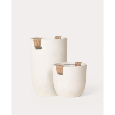 Conjunto 2 Maceteros de Cemento Fitonia Blanco Polar & Ø37 cm / Ø38 cm - The Masie