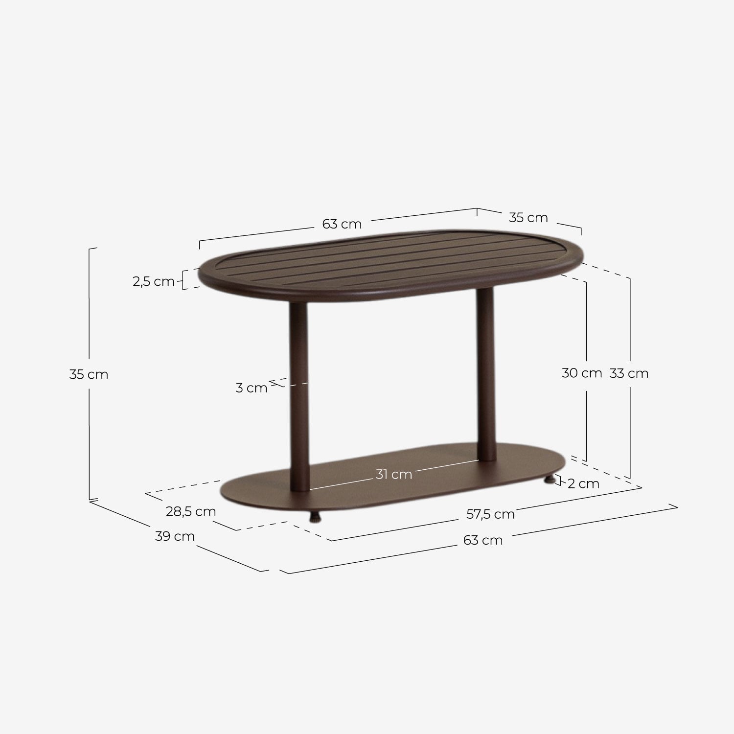 Set de Jardín con Sofá 2 Plazas, 2 Sillones, 1 Mesa de Centro y 1 Mesa Auxiliar de Metal y Tela Jazmin, medidas