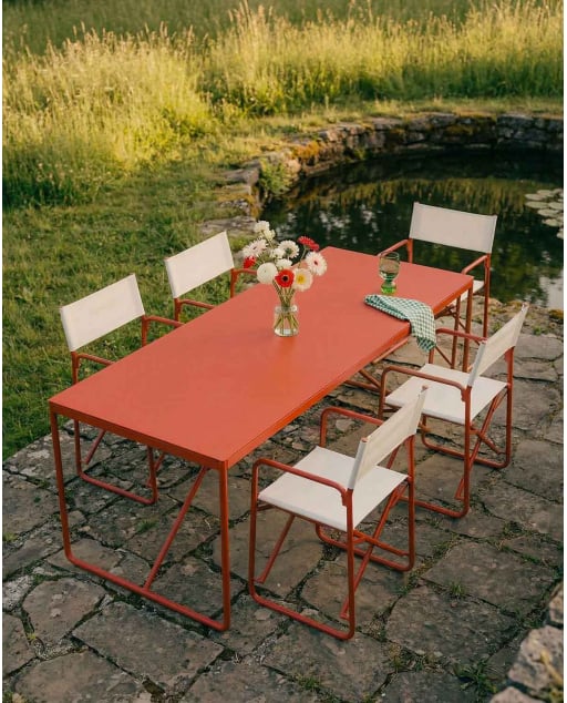 Mesa de Exterior Rectangular de Metal y Vidrio (185x85 cm) Bowye