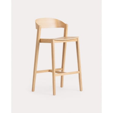 Pack 2 Taburetes Altos de Madera de Roble Laly Madera de Roble Clara & 75 cm - The Masie