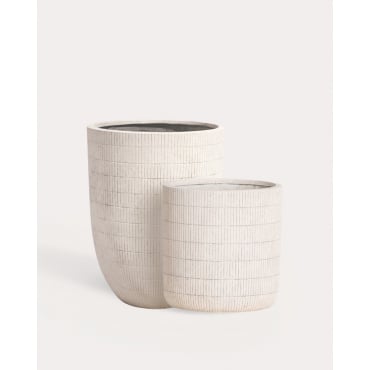 Conjunto 2 Maceteros de Cemento Potos Blanco Polar & Ø30 cm + Ø37 cm - The Masie