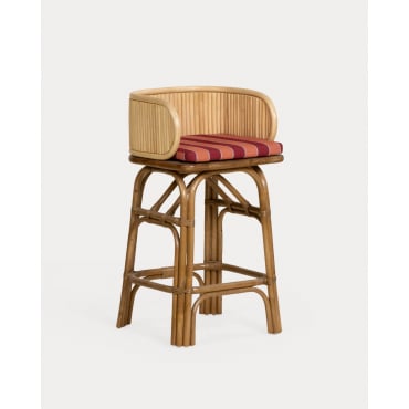 Pack 4 Taburetes Altos de Exterior de Ratán Natural (75 cm) Dozza Ratán Natural - The Masie