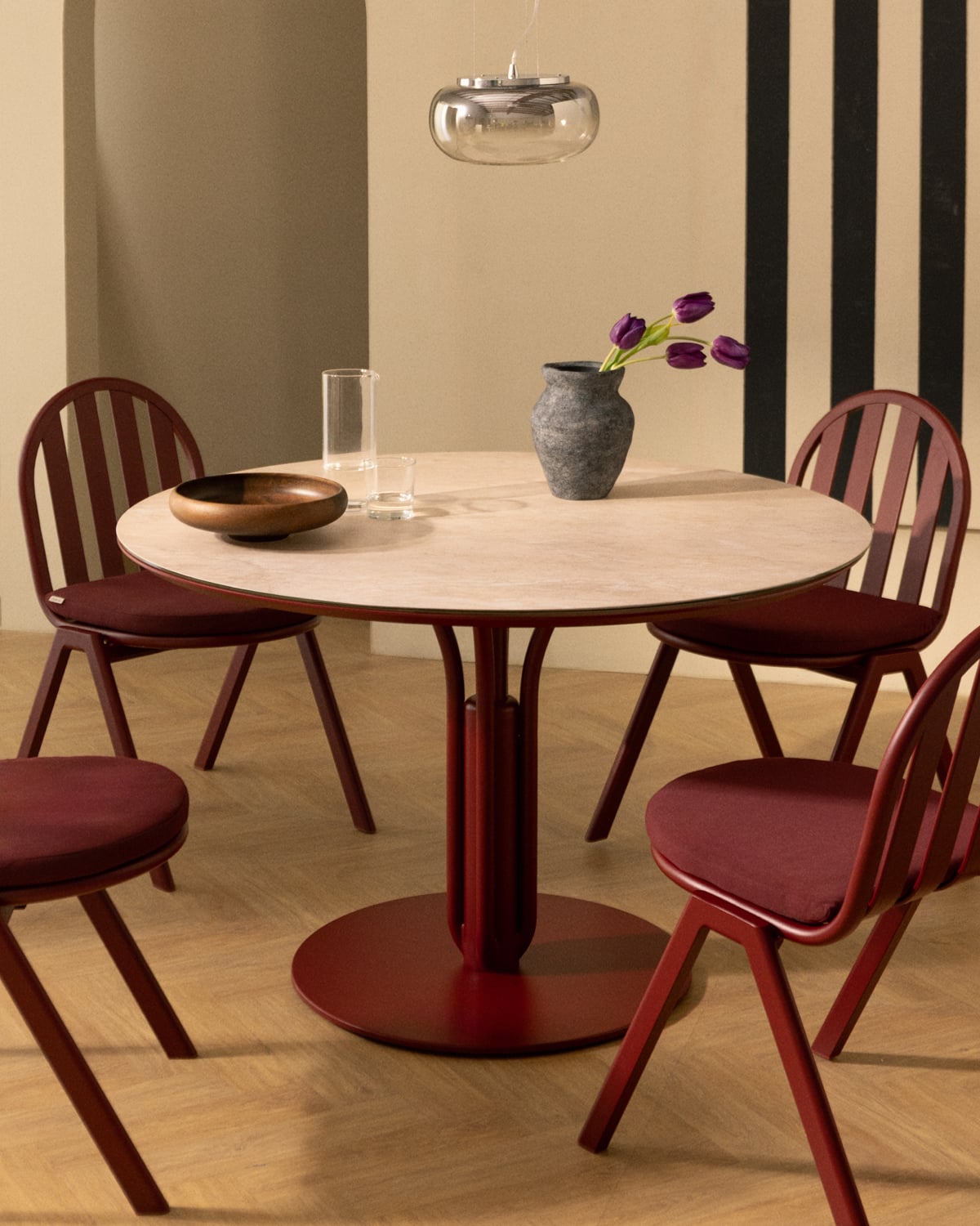 Mesa de Comedor Redonda de Metal y Cristal Templado (Ø120 cm) Llibet, imagen de galer&iacute;a 2