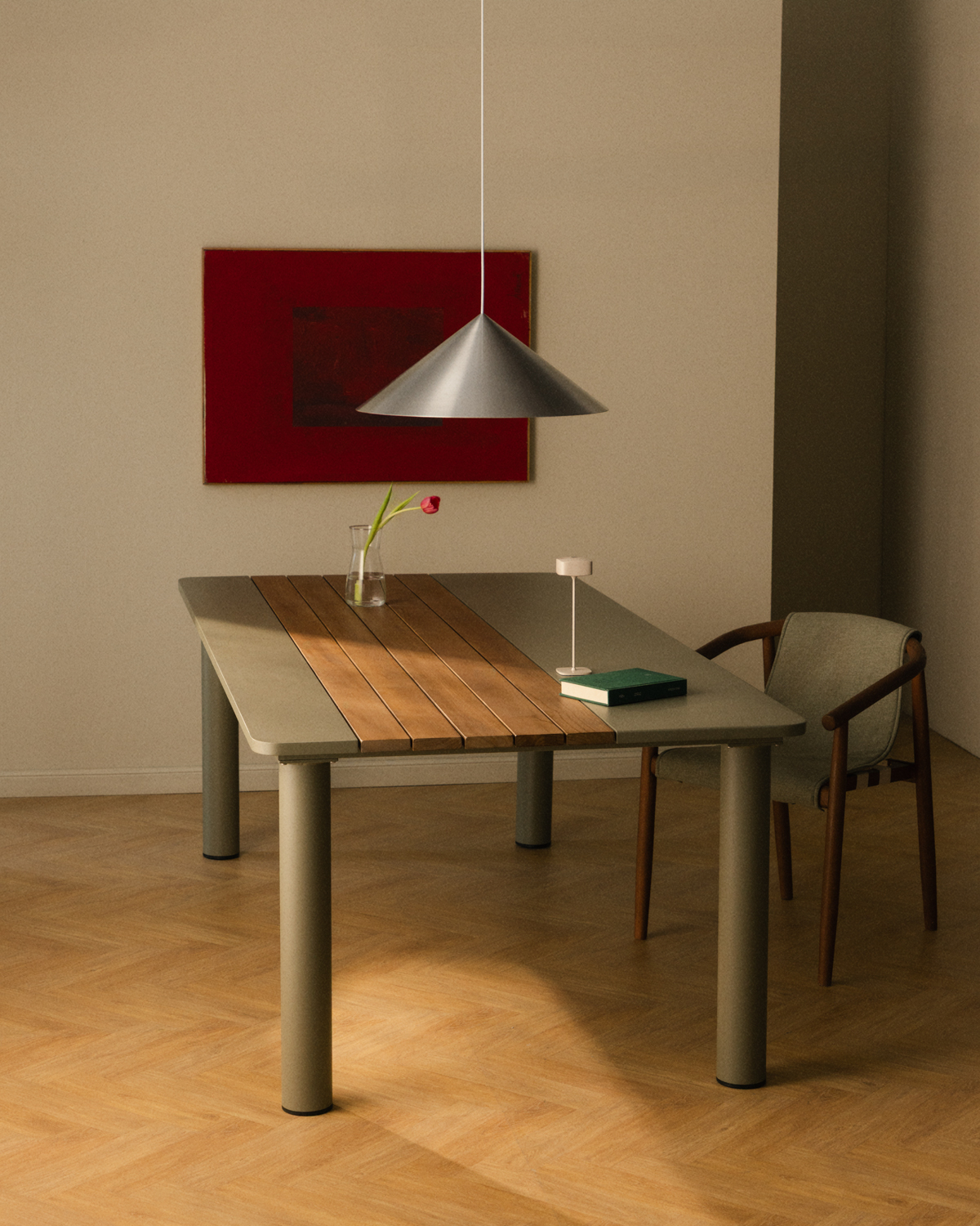 Mesa de Comedor Rectangular de Metal y Madera de Teca (220x110 cm) Lirae, imagen de galer&iacute;a 2