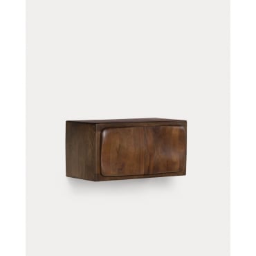 Mueble de baño suspendido 2 puertas 90x45 cm de madera de mango Orlean Madera de Mango Oscuro - The Masie