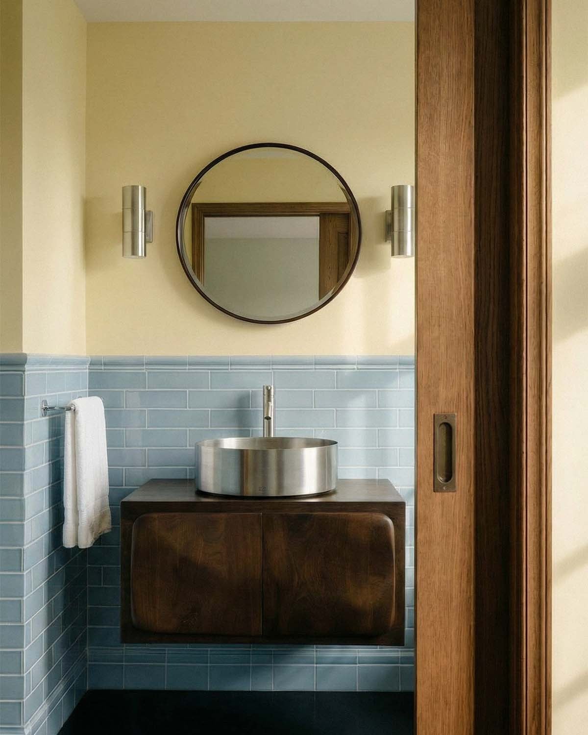 Mueble de baño suspendido 2 puertas 90x45 cm de madera de mango Orlean, imagen de galer&iacute;a 2
