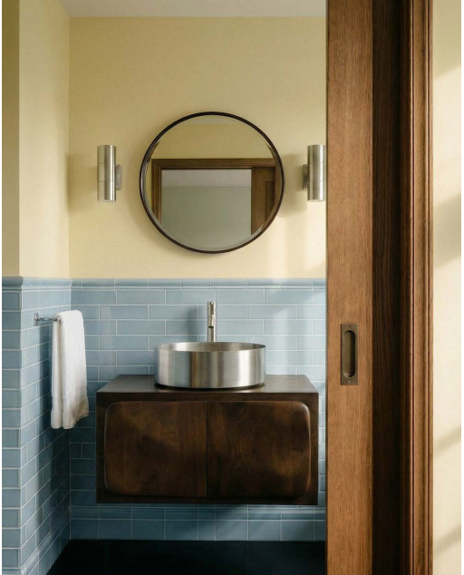 Mueble de baño suspendido 2 puertas 90x45 cm de madera de mango Orlean