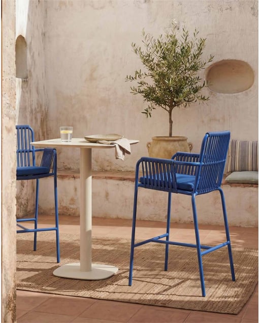 Taburete Alto de Exterior de Aluminio y Cuerda (75 cm) Drian