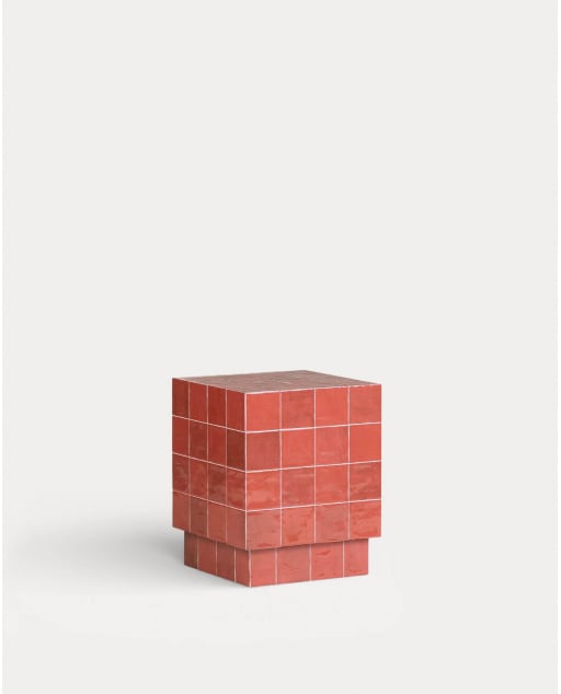 Mesa Auxiliar de Exterior Cuadrada de Cerámica y Hormigón (40x40 cm) Nilsi