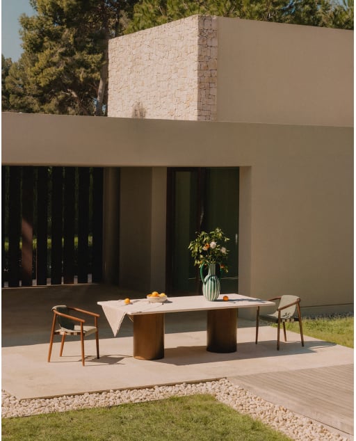 Mesa de Exterior Rectangular de Cemento y Madera de Acacia (230x110 cm) Eneiza