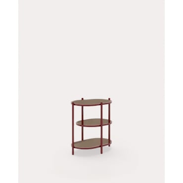 Mesa Auxiliar de Metal y Cristal Templado (50x50 cm) Yerry Rojo Tinto - The Masie