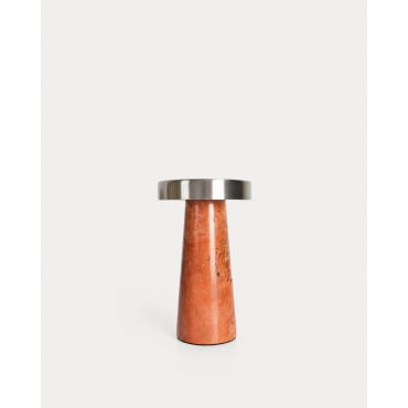 Lámpara de Mesa LED Inalámbrica para Exterior de Mármol y Metal Mysha Mármol Naranja Terra - The Masie