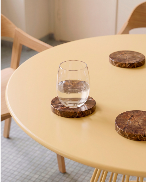 Set de 4 Posavasos Redondos de Mármol (Ø10 cm) Minao