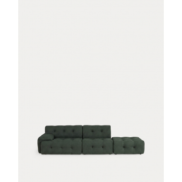 Sofá Modular Envasado al Vacío 2 Piezas con Módulo Esquinero, Módulo Central y Módulo Puff de Tela Nahual Verde Grove & Módulo Izquierdo - The Masie