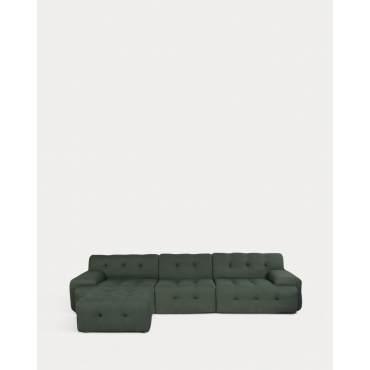 Sofá Modular Envasado al Vacío 3 Piezas con 2 Módulo Esquinero, Módulo Central y Módulo Puff de Tela Nahual Verde Grove - The Masie