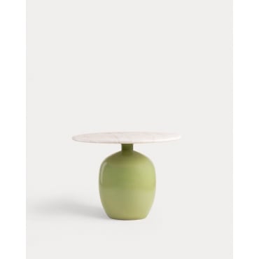 Mesa de Exterior Redonda de Cemento Uxue Verde Olive & Ø120 cm - The Masie