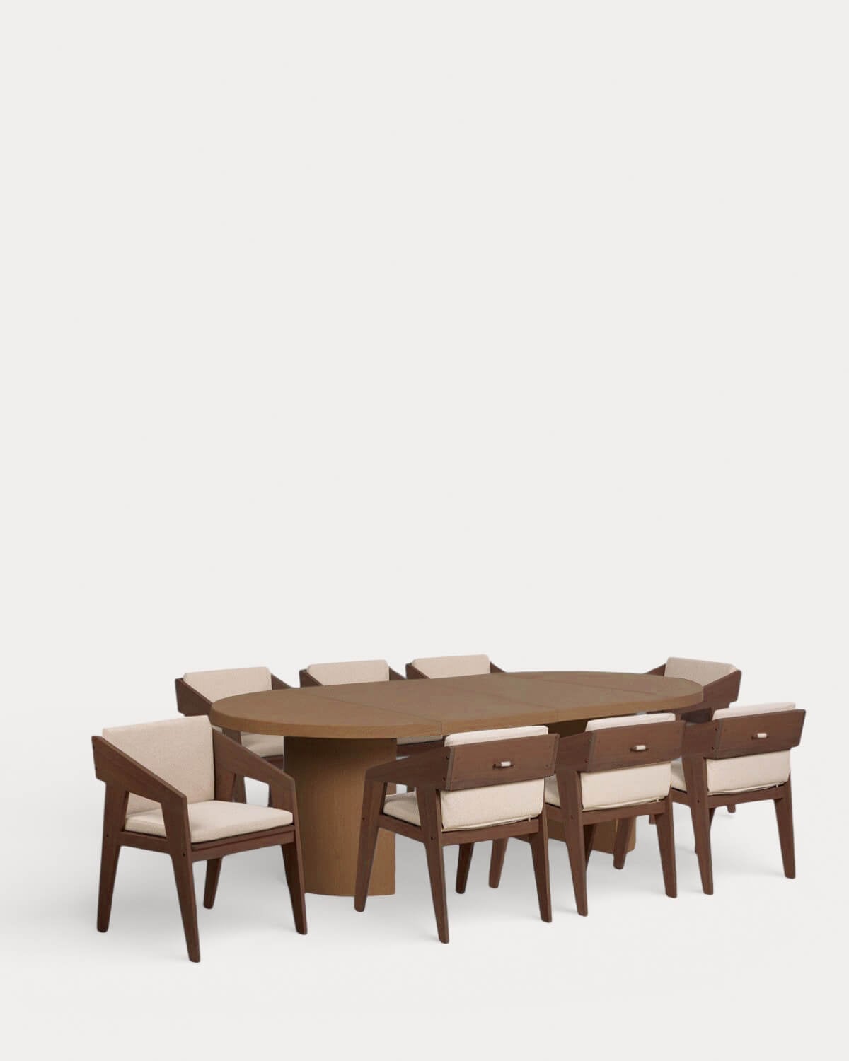 Set de Mesa Extensible (Ø120-240x120 cm) de Metal Beca y 8 Sillas con Reposabrazos de Madera de Acacia Tanon de Exterior, imagen de galer&iacute;a 1