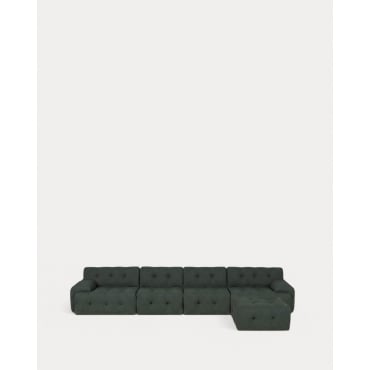 Sofá Modular Envasado al Vacío 4 Piezas con 2 Módulo Esquinero, 2 Módulo Central y Módulo Puff de Tela Nahual Verde Grove - The Masie