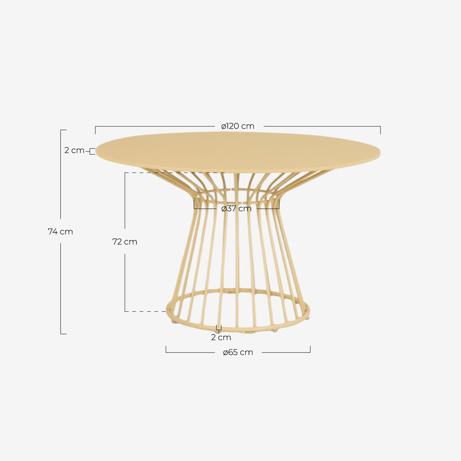 Mesa de Comedor Redonda de Metal (Ø120 cm) Nouli, medidas