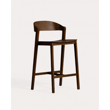 Taburete Alto de Madera de Roble (65 cm) Laly Roble Walnut & 65 cm - The Masie
