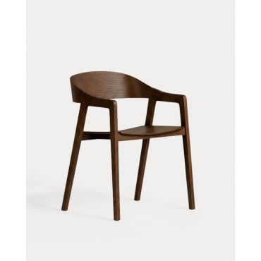 Silla de Comedor de Madera de Roble con Reposabrazos Laly Roble Walnut - The Masie