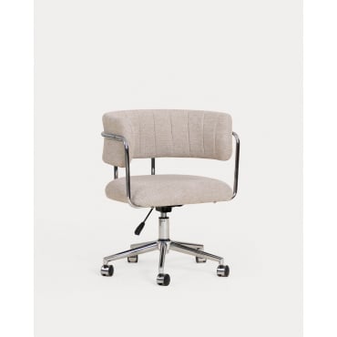Silla de Escritorio Regulable de Metal y Tela Petra Beige Seashell - The Masie