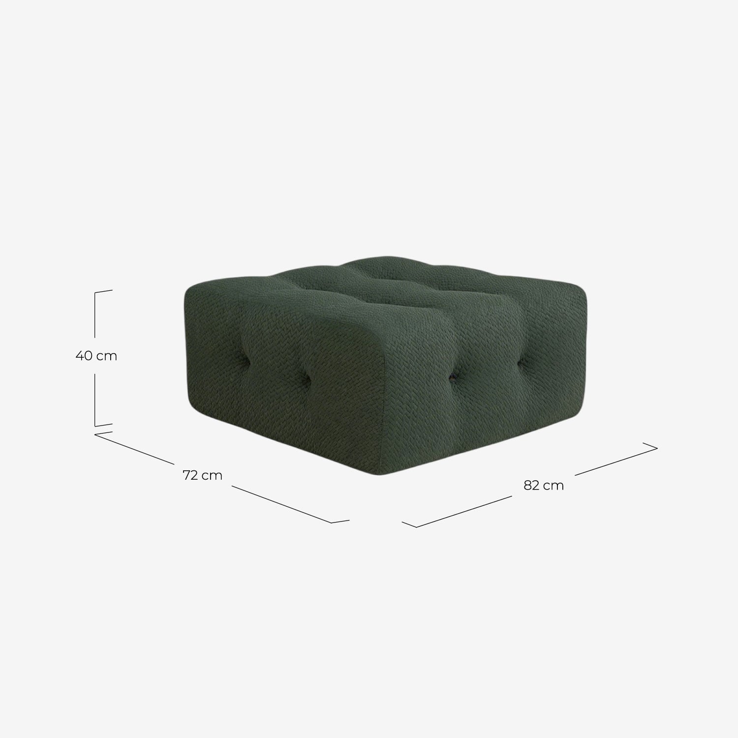 Sofá Modular Envasado al Vacío 2 Piezas con Módulo Esquinero, Módulo Central y Módulo Puff de Tela Nahual, medidas