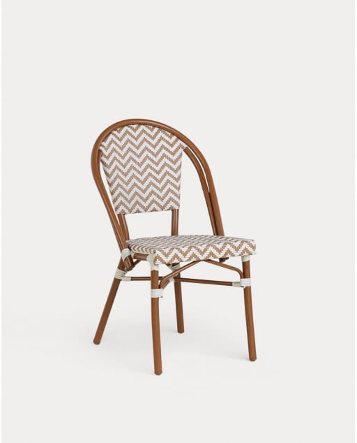Silla de comedor de aluminio y ratán sintético Yona Bistro