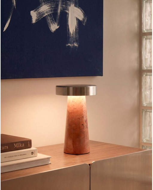 Lámpara de Mesa LED Inalámbrica de Mármol y Metal Mysha