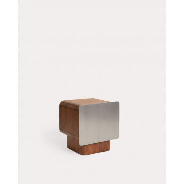 Pack de 2 mesitas de noche con cajón 50x45 cm de madera de mango y metal Arties Madera de Mango Oscuro - The Masie